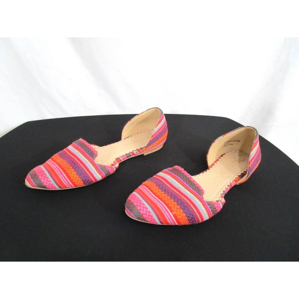 Restricted Multicolor Striped Fabric D'Orsay Flats Women’s Shoes Size 8.5 - Picture 3 of 10